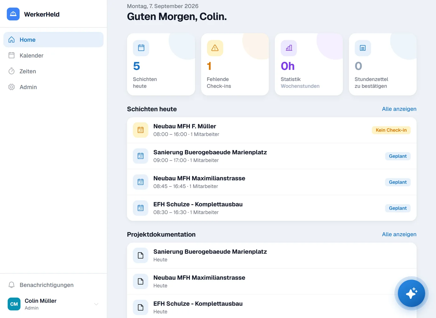WerkerHeld Dashboard im Browser