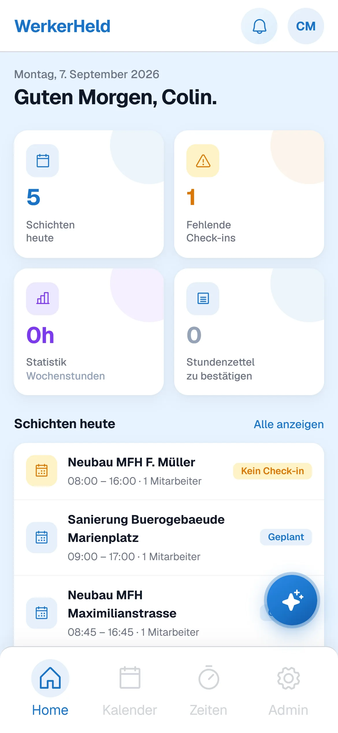 WerkerHeld auf dem Handy
